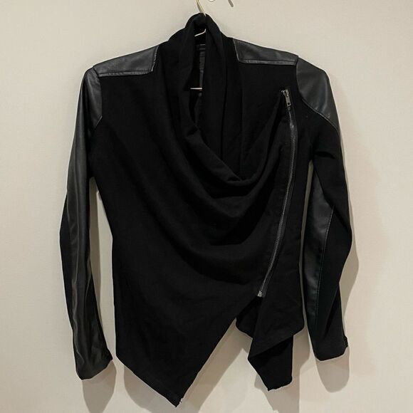 EUC Blank NYC Faux Leather Wrap Jacket Black Sz. XS - Picture 6 of 6